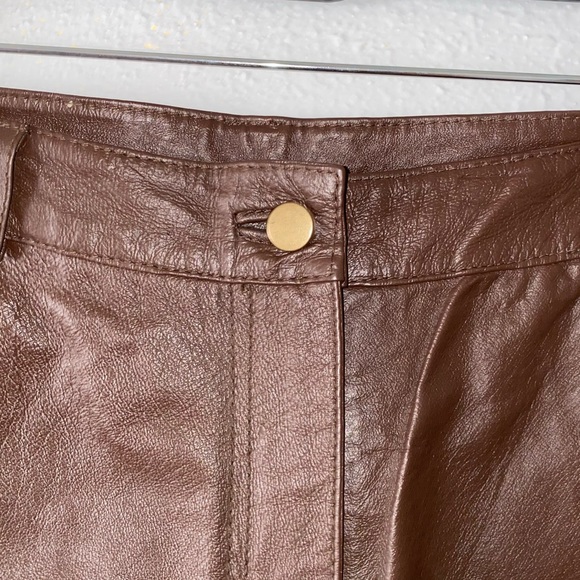 Metro style dark brown leather pants. - Picture 4 of 8